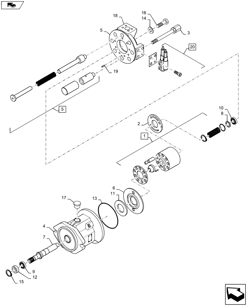 Схема запчастей Case 1221F - (35.106.AD) - MAIN, PUMP (35) - HYDRAULIC SYSTEMS