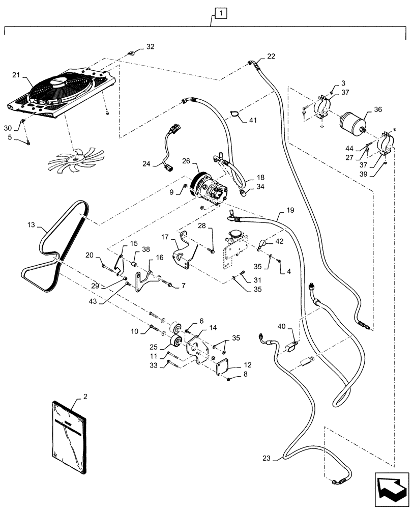 Схема запчастей Case SR175 - (88.050.10) - DIA KIT, ISM AC PLUMBING (88) - ACCESSORIES