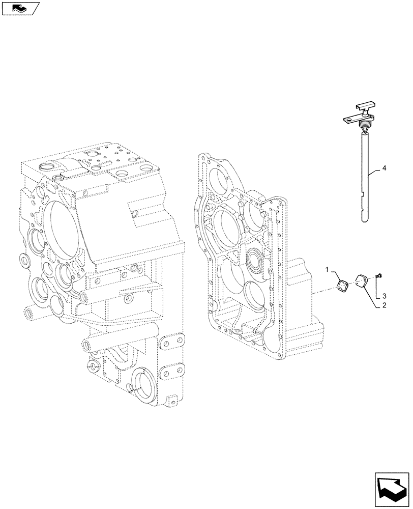 Схема запчастей Case 1221F - (21.112.AF) - NECK FILLER, DIPSTICK (21) - TRANSMISSION