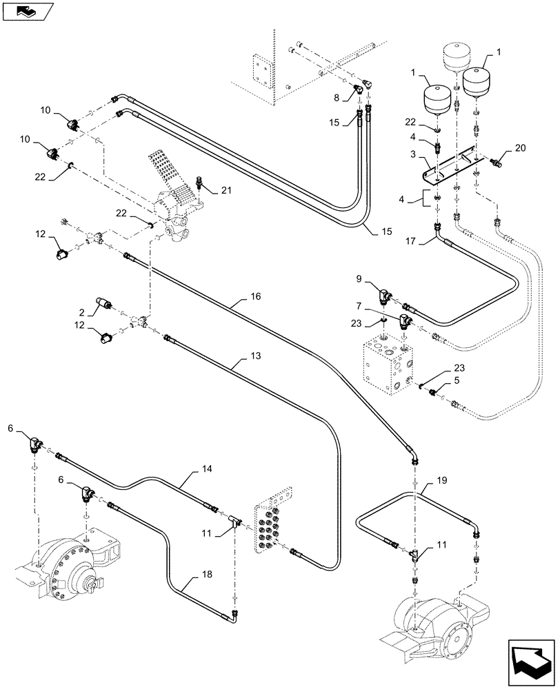 Схема запчастей Case 1221F - (33.202.AX) - BRAKE, HYDRAULIC LINE (33) - BRAKES & CONTROLS