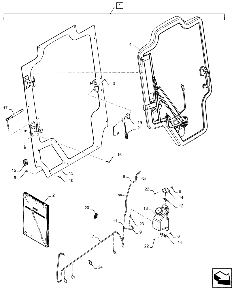 Схема запчастей Case SR200 - (88.100.90[18]) - DIA KIT, DEMO DOOR (88) - ACCESSORIES