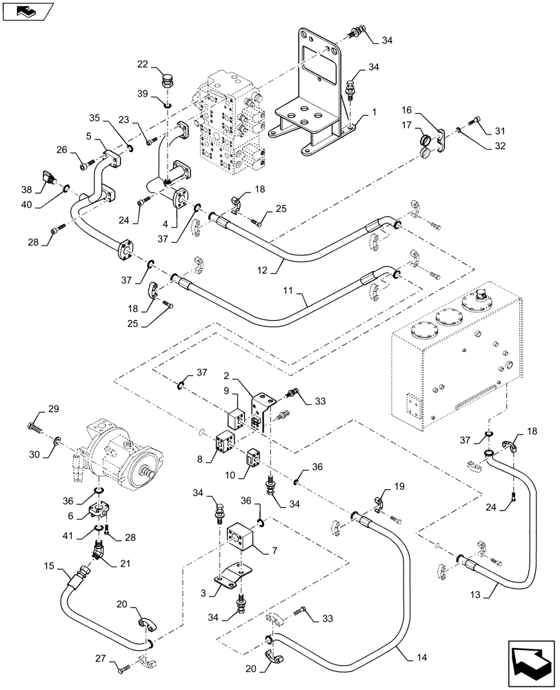 Схема запчастей Case 1221F - (35.525.AA) - HYD. LINE 1 (35) - HYDRAULIC SYSTEMS