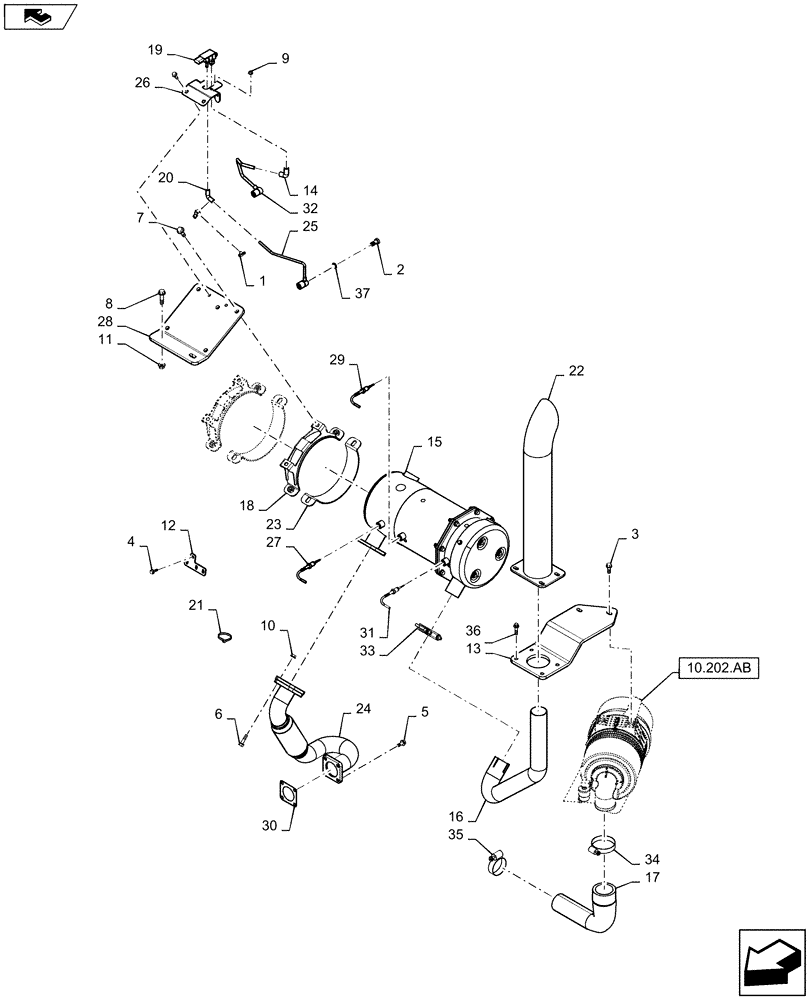 Схема запчастей Case SR160 - (10.202.AD) - AIR CLEANER - AIR INTAKE PARTS (10) - ENGINE