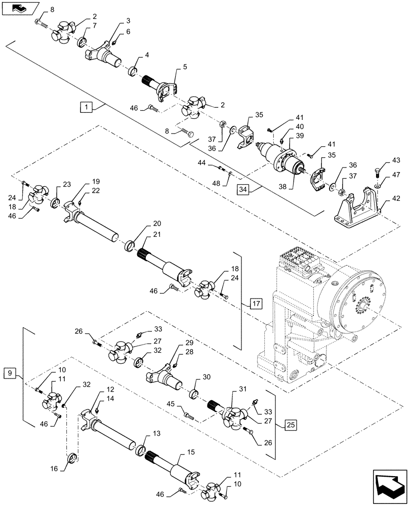 Схема запчастей Case 1221F - (21.113.AD[01]) - DRIVE, LINE (21) - TRANSMISSION