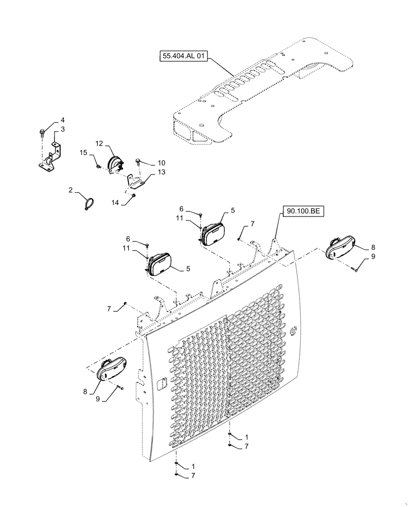 Схема запчастей Case SR130 - (55.408.BM) - REAR LIGHT AND ASSOCIATED PARTS (55) - ELECTRICAL SYSTEMS