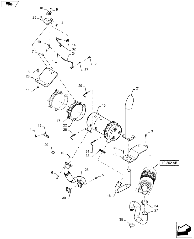 Схема запчастей Case SR130 - (10.202.AD) - AIR CLEANER - AIR INTAKE PARTS (10) - ENGINE