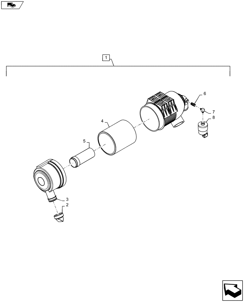 Схема запчастей Case SR150 - (10.202.AB) - AIR CLEANER ASSY 7IN (10) - ENGINE