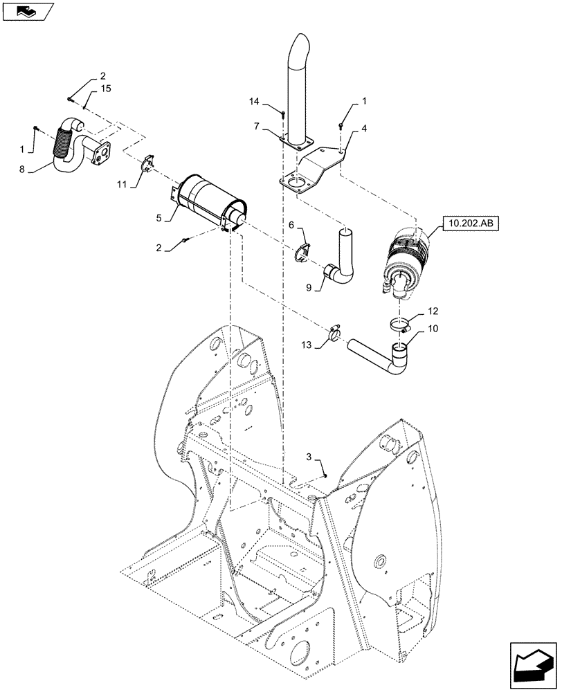 Схема запчастей Case SR150 - (10.202.AD) - AIR CLEANER - AIR INTAKE PARTS (10) - ENGINE