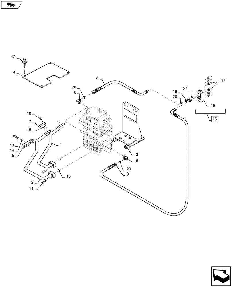 Схема запчастей Case 1221F - (35.357.AC) - HYD. LINE, PILOT, (35) - HYDRAULIC SYSTEMS