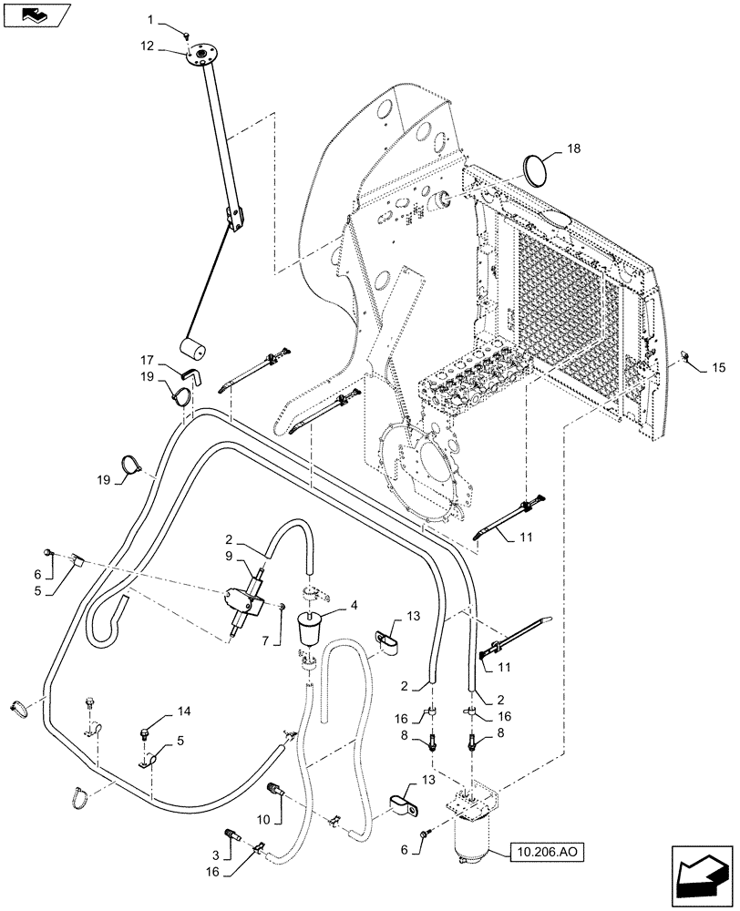 Схема запчастей Case SR160 - (10.210.AF) - FUEL LINE & INLINE FILTER (10) - ENGINE