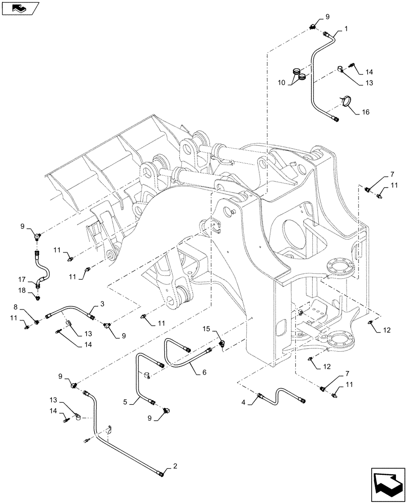 Схема запчастей Case 1221F - (71.460.AF) - GREASE, PIPE (71) - LUBRICATION SYSTEM