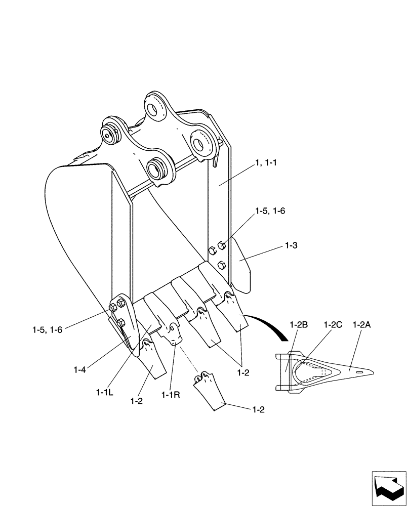 Схема запчастей Case CX55BMSR - (03-025[01]) - BUCKET, ASSY (450W) (84) - BOOMS, DIPPERS & BUCKETS