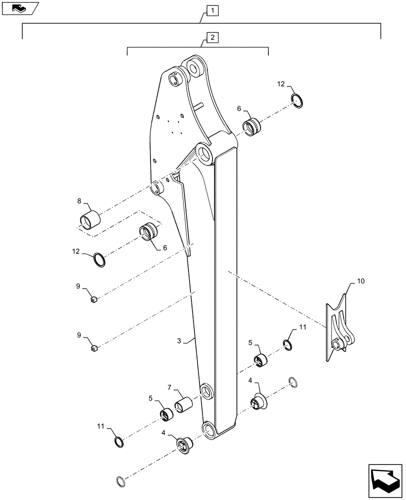 Схема запчастей Case CX55BMSR - (03-016[01]) - ARM ASSY 1.66M (ROTATION WITH THUMB BRACKET) (84) - BOOMS, DIPPERS & BUCKETS