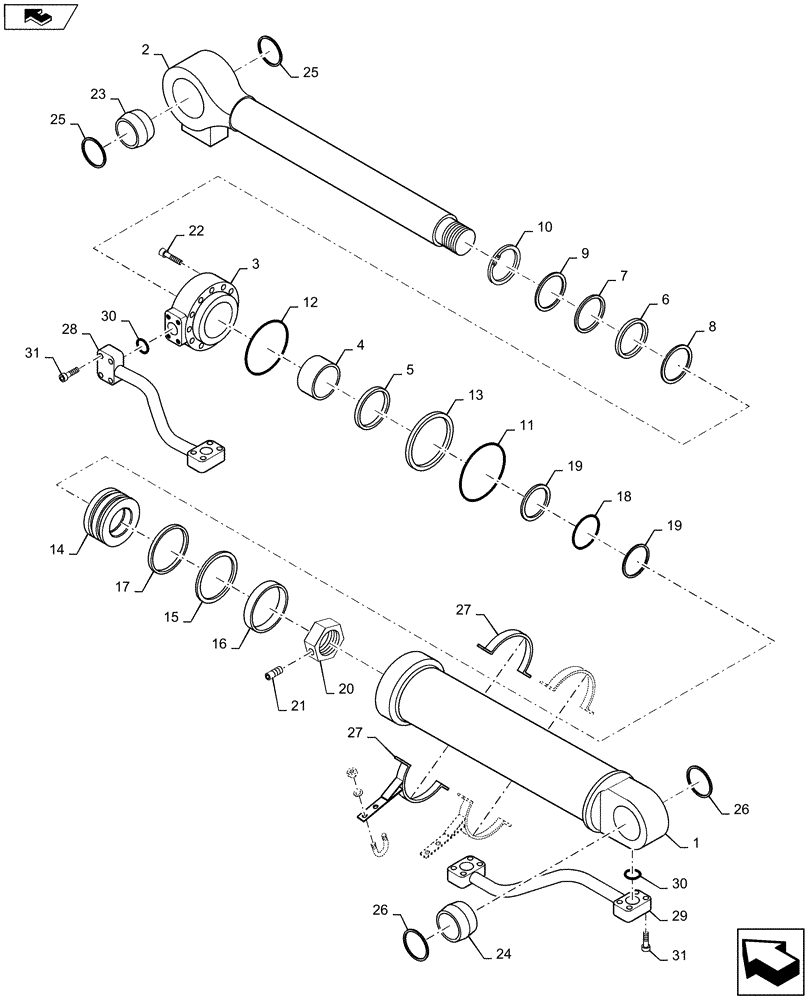 Схема запчастей Case 1221F - (35.738.AA) - BOOM, CYLINDER (35) - HYDRAULIC SYSTEMS