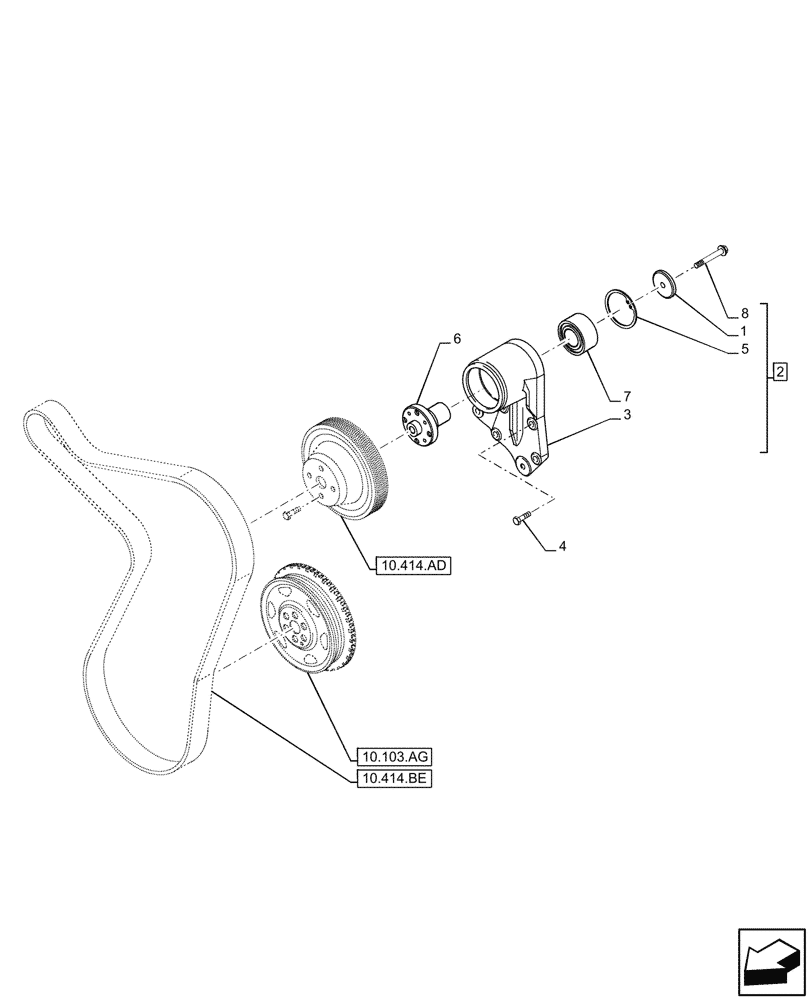 Схема запчастей Case F4HFE613F B004 - (10.414.AC) - FAN, DRIVE (10) - ENGINE