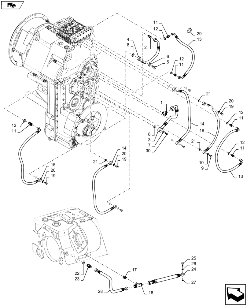 Схема запчастей Case 1221F - (21.109.AL) - OIL LINE (21) - TRANSMISSION