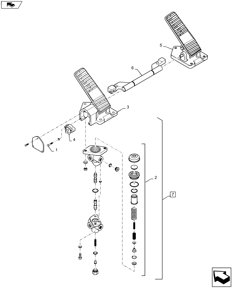 Схема запчастей Case 1221F - (35.353.AC[01]) - BRAKE VALVE, DUAL (35) - HYDRAULIC SYSTEMS