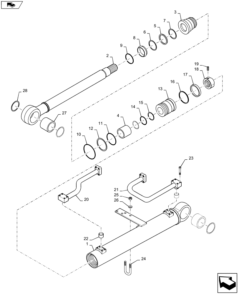 Схема запчастей Case 1221F - (41.216.AN) - STEERING CYLINDER (41) - STEERING