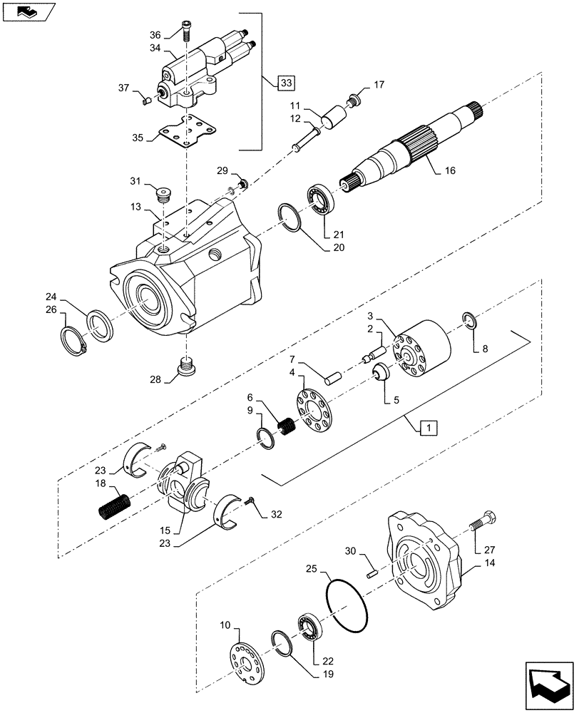 Схема запчастей Case 1221F - (35.752.AD) - FAN AND , BRAKE VALVE (35) - HYDRAULIC SYSTEMS