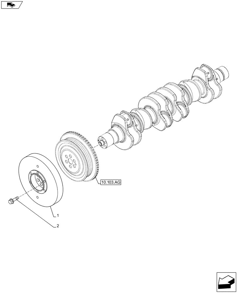 Схема запчастей Case F4HFE613F B002 - (10.110.AD) - CRANKSHAFT, DAMPER (10) - ENGINE