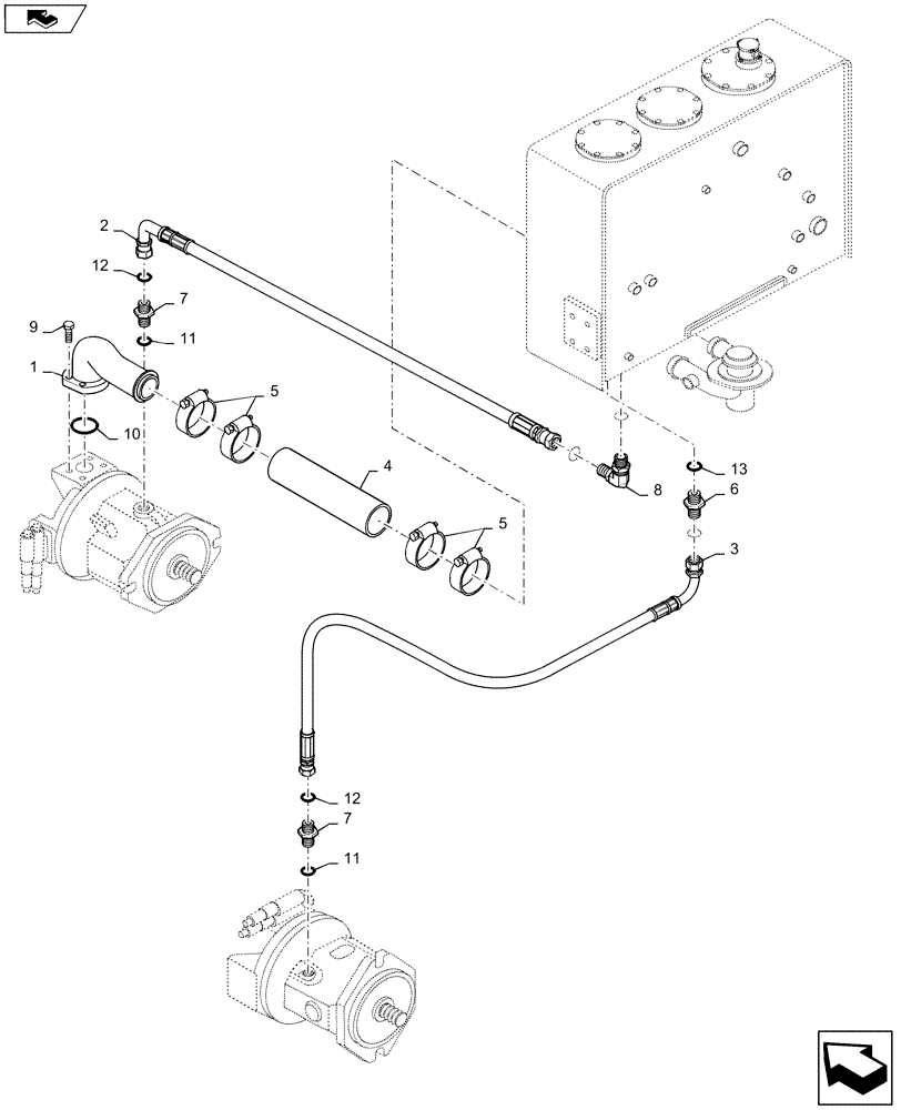 Схема запчастей Case 1221F - (35.525.AA[01]) - HYD. LINE, 2 (35) - HYDRAULIC SYSTEMS