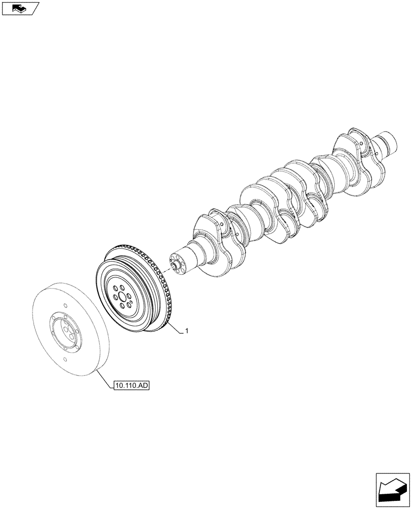 Схема запчастей Case F4HFE613F B002 - (10.103.AG) - CRANKSHAFT & PULLEY (10) - ENGINE