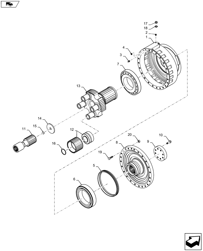 Схема запчастей Case 1221F - (21.155.BA) - OUTPUT SHAFT, DUAL SPEED (21) - TRANSMISSION