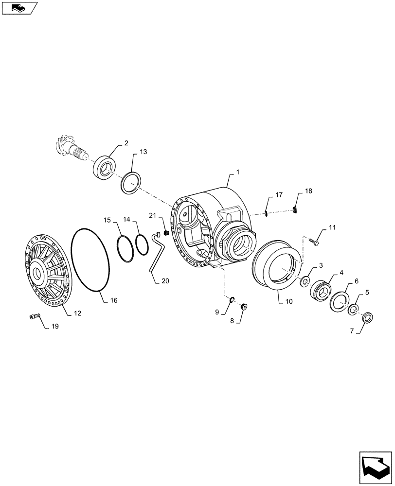 Схема запчастей Case 1221F - (25.310.AI) - AXLE HOUSING, GROUP (25) - FRONT AXLE SYSTEM