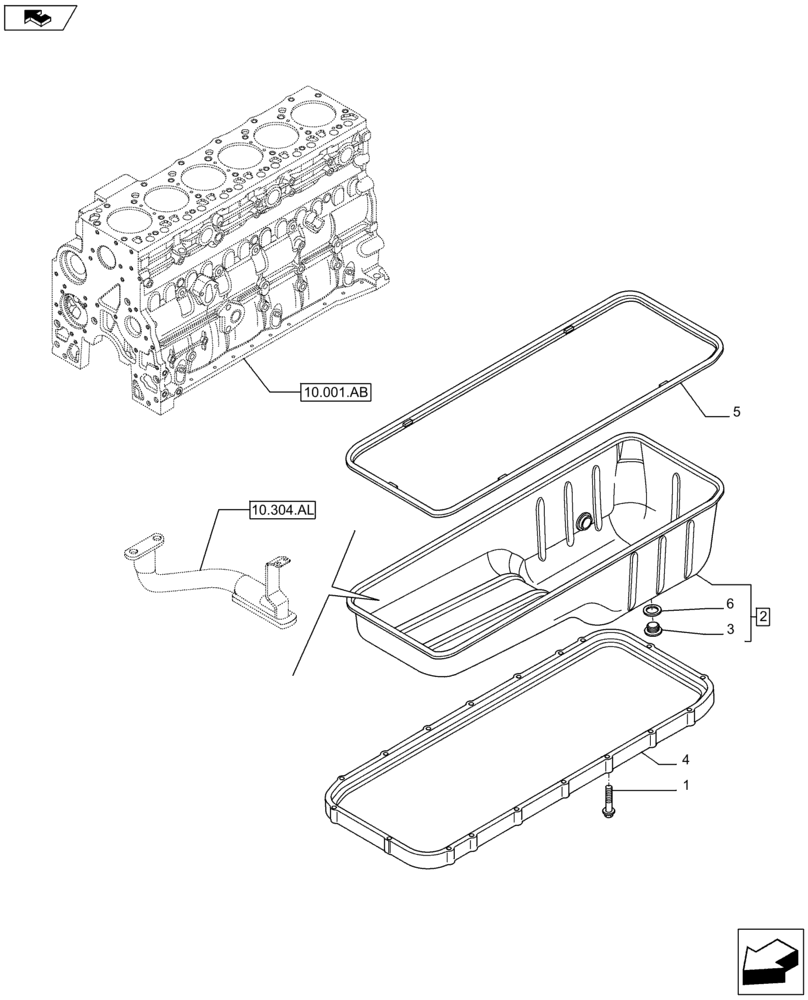 Схема запчастей Case F4HFE613F B002 - (10.102.AP) - ENGINE OIL PAN (10) - ENGINE