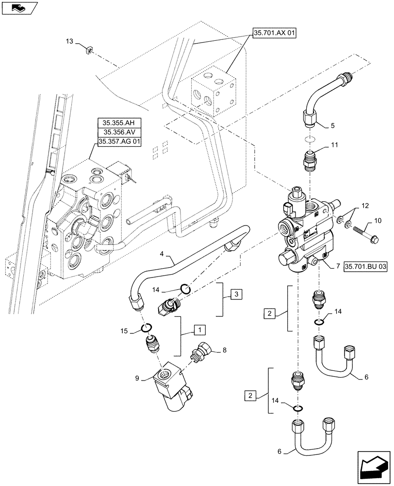 Схема запчастей Case SV250 - (35.701.BU[02]) - SELF LEVELING MECH, SV250, AFTER MAY 1, 2012 (35) - HYDRAULIC SYSTEMS