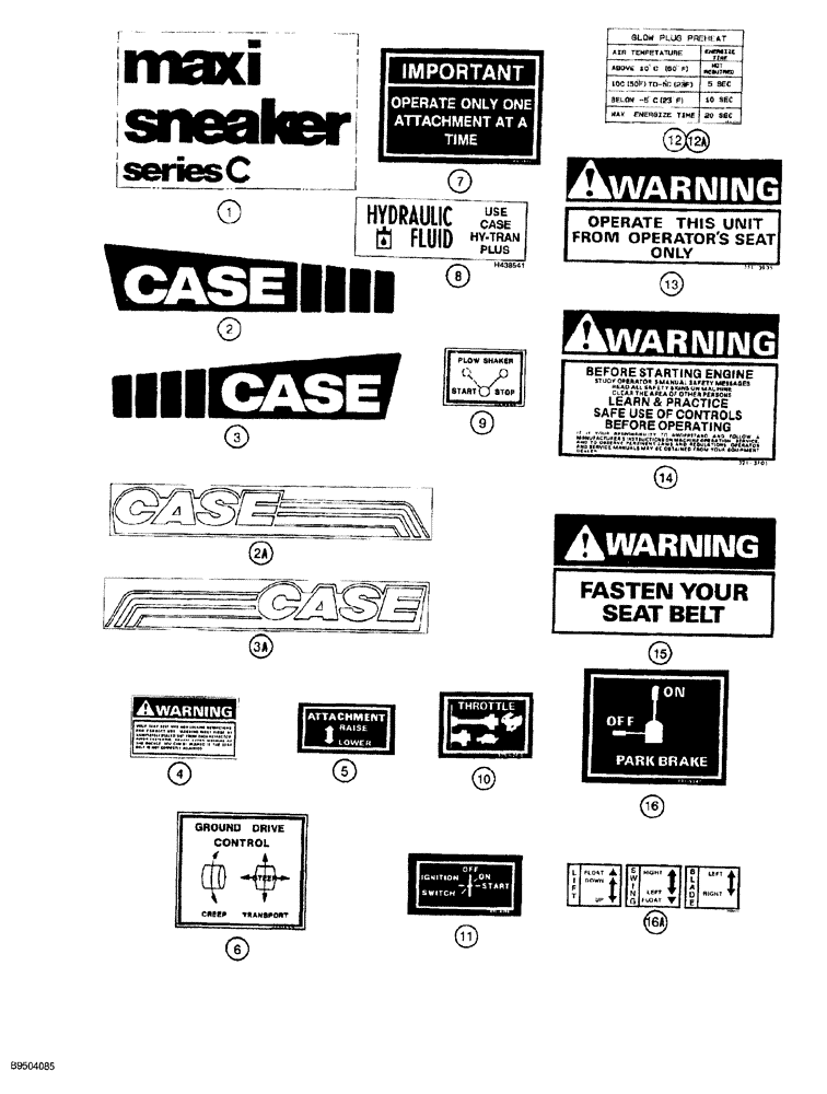 Схема запчастей Case MAXI-SNEAKER - (09-064) - DECALS (09) - CHASSIS/ATTACHMENTS