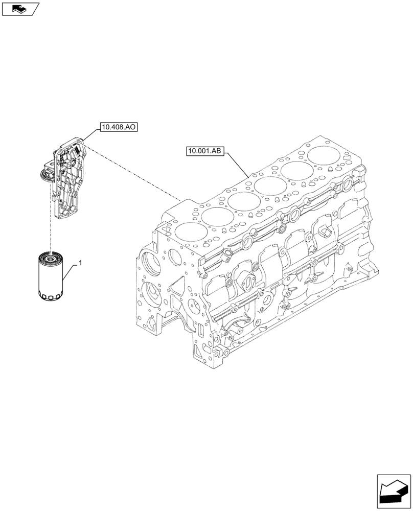 Схема запчастей Case F4HFE613F B002 - (10.304.AE) - ENGINE OIL FILTER (10) - ENGINE