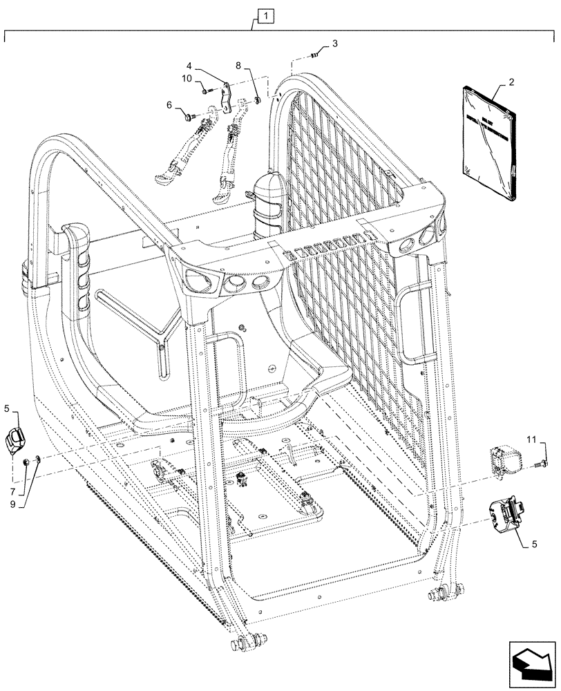 Схема запчастей Case TR310 - (88.100.90[14]) - DIA KIT, 3 POINT SEAT BELT (88) - ACCESSORIES