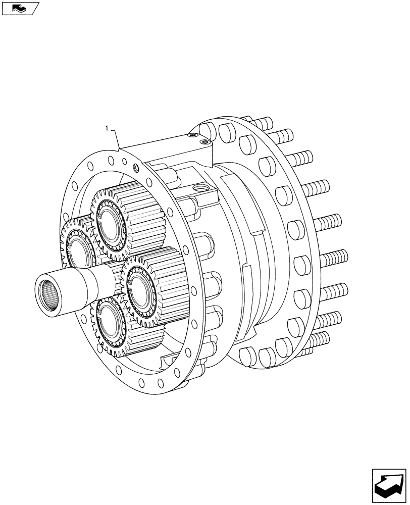 Схема запчастей Case 1221F - (21.155.BA[02]) - OUTPUT SHAFT, DUAL SPEED (21) - TRANSMISSION