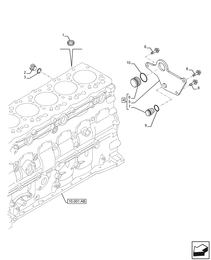 Схема запчастей Case F4HFE613F B004 - (10.304.AP) - ENGINE, BREATHER (10) - ENGINE