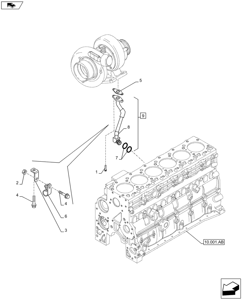 Схема запчастей Case F4HFE613F B002 - (10.250.AE) - TURBOCHARGER, RETURN, LINE (10) - ENGINE