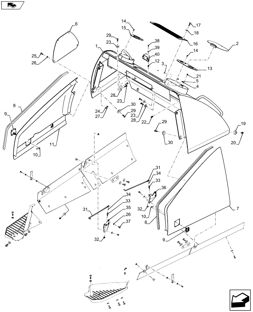 Схема запчастей Case 1150M LT - (90.105.010) - REAR COVER (90) - PLATFORM, CAB, BODYWORK AND DECALS