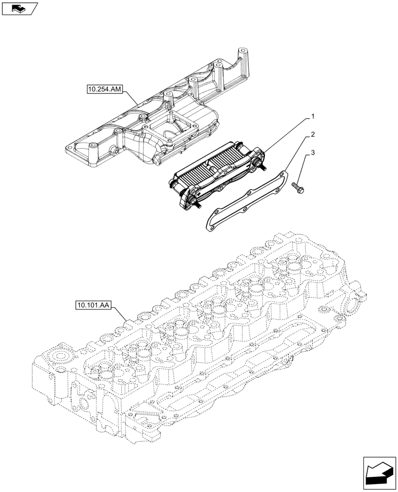 Схема запчастей Case F4HFE613F B002 - (55.202.AA) - MANIFOLD, HEATER (55) - ELECTRICAL SYSTEMS