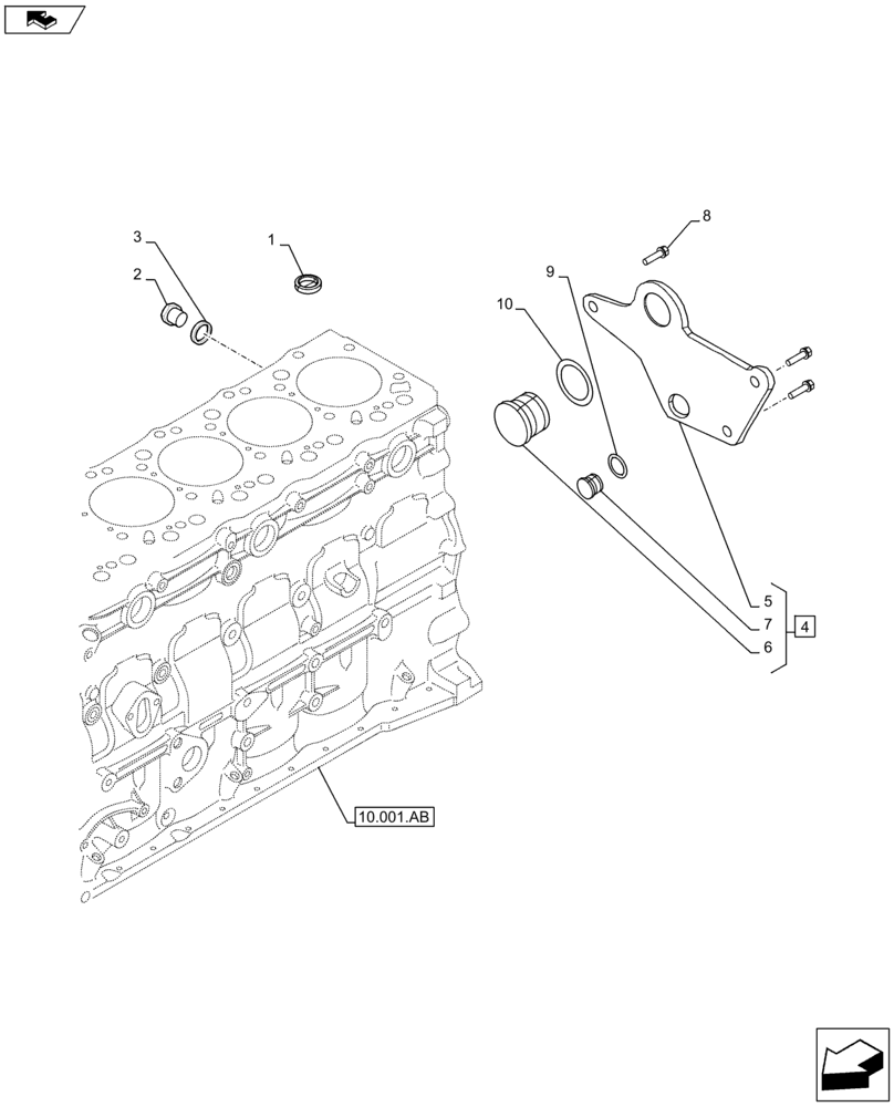 Схема запчастей Case F4HFE613F B002 - (10.304.AP) - ENGINE, BREATHER (10) - ENGINE