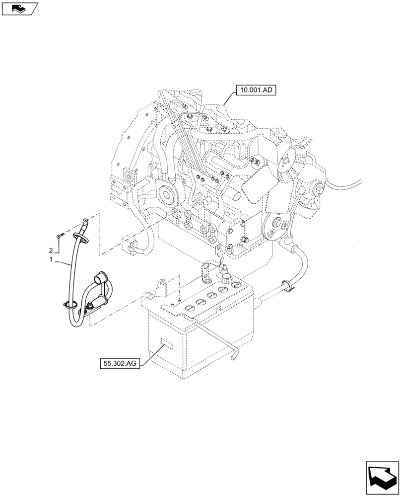 Схема запчастей Case TR270 - (55.302.AI[01]) - NO BATTERY DISCONNECT (55) - ELECTRICAL SYSTEMS