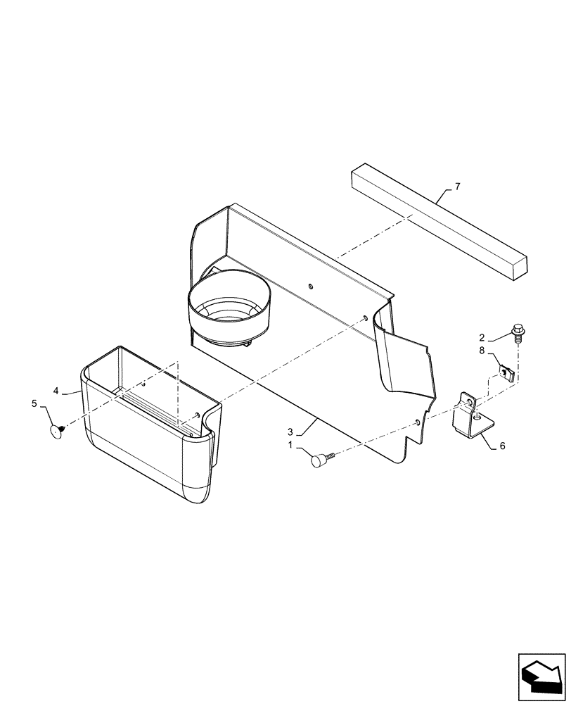 Схема запчастей Case SR270 - (55.100.DO[02]) - FUSE BOX COVER ASSY & CUP HOLDER (55) - ELECTRICAL SYSTEMS