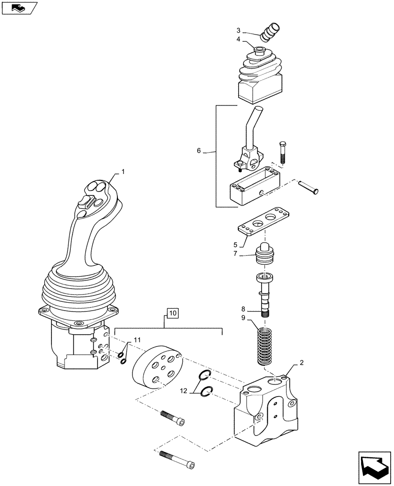 Схема запчастей Case 1221F - (35.204.BL) - REMOTE CONTROL, LEVER (35) - HYDRAULIC SYSTEMS