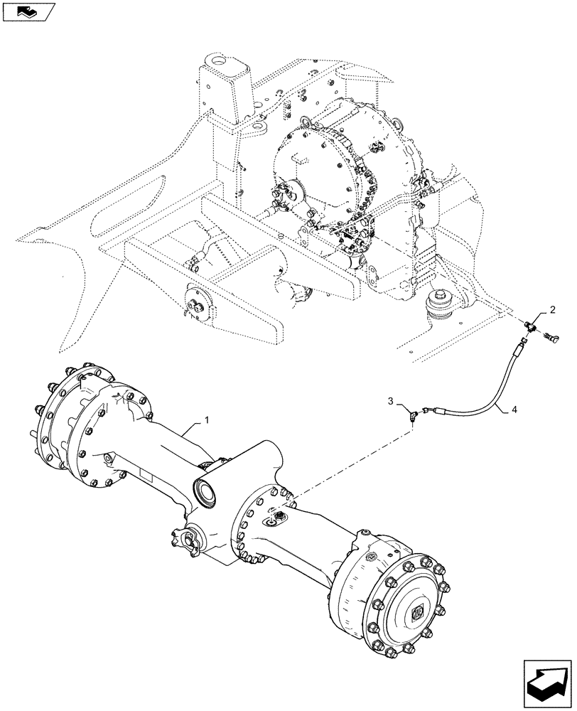 Схема запчастей Case 621F - (27.100.01[01]) - HEAVY DUTY REAR AXLE HOSE INSTALLATION LOCKING DIFFERENTIAL (27) - REAR AXLE SYSTEM