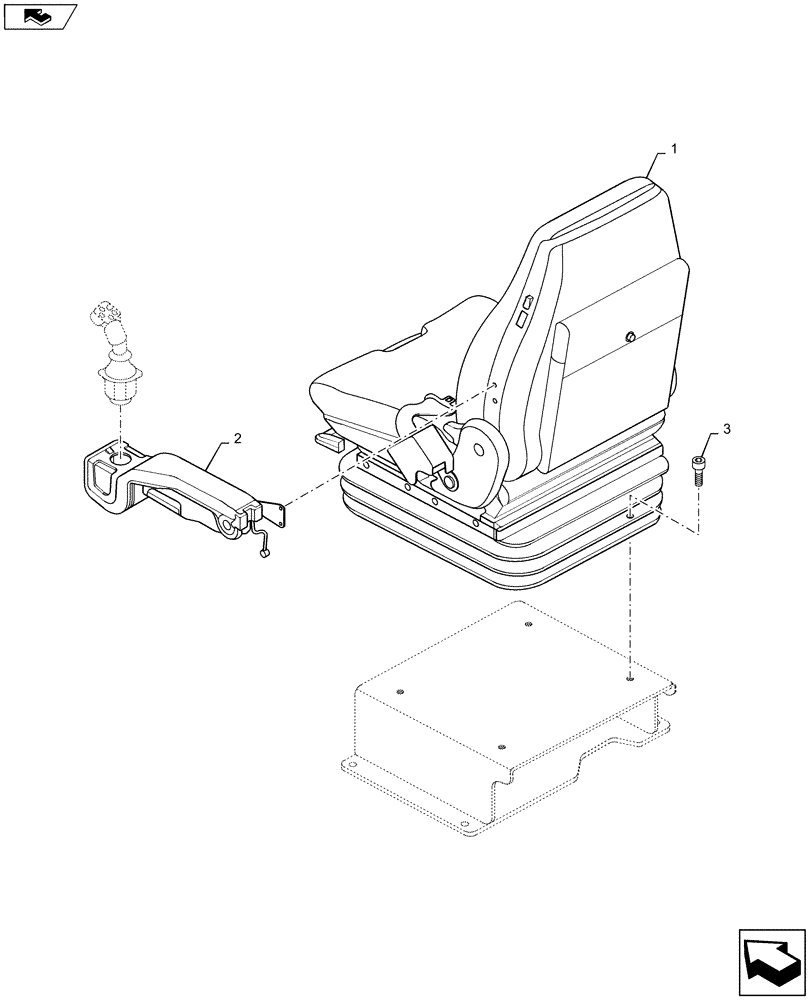 Схема запчастей Case 1221F - (90.120.BB) - SEAT SUPPORT (90) - PLATFORM, CAB, BODYWORK AND DECALS