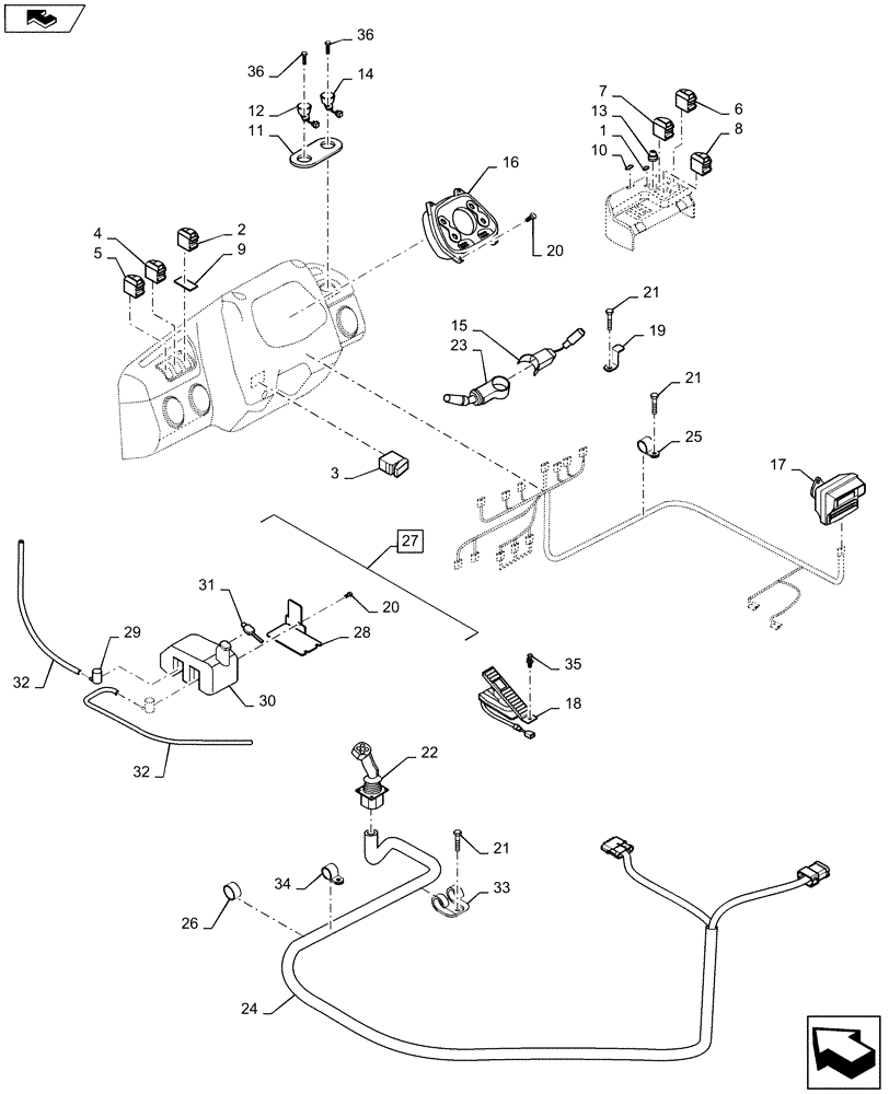 Схема запчастей Case 1221F - (55.640.BE) - CAB, ELECTRIC PANEL (55) - ELECTRICAL SYSTEMS