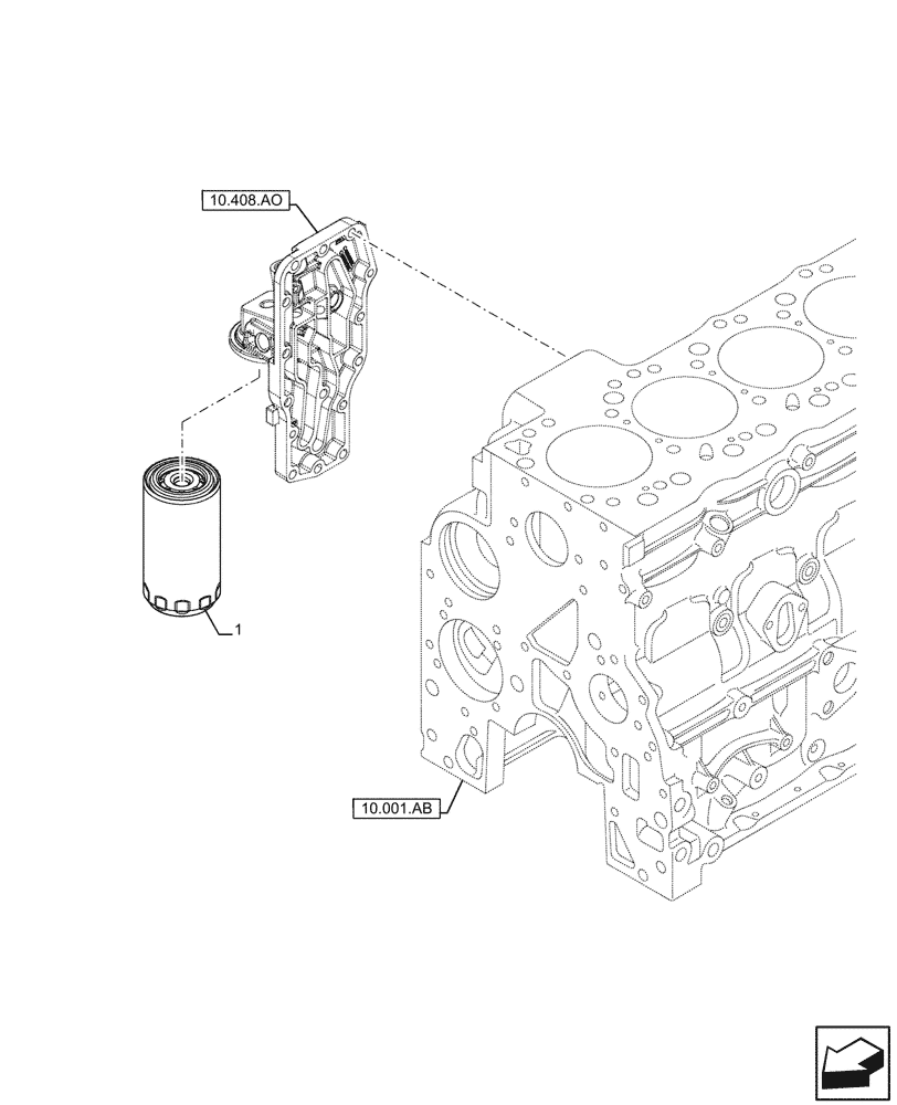 Схема запчастей Case F4HFE613F B004 - (10.304.AE) - ENGINE OIL FILTER (10) - ENGINE