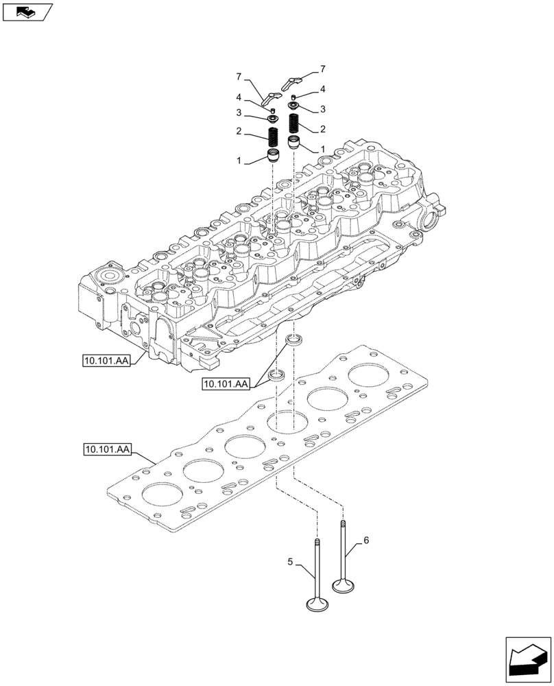 Схема запчастей Case F4HFE613R B005 - (10.101.AM) - CYLINDER HEAD, VALVE (10) - ENGINE