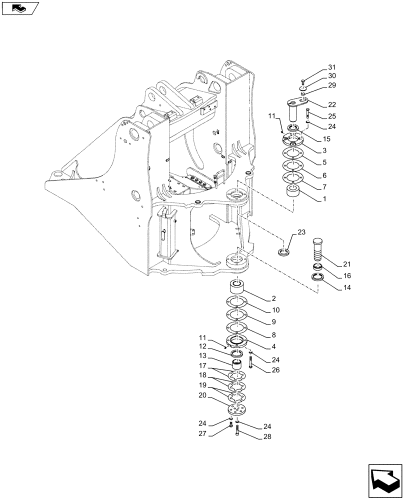 Схема запчастей Case 921F - (39.100.AN) - ARTICULATED JOINT ASSEMBLY (39) - FRAMES AND BALLASTING