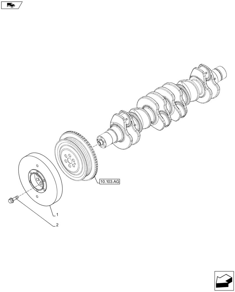 Схема запчастей Case F4HFE613S B003 - (10.110.AD) - CRANKSHAFT, DAMPER (10) - ENGINE