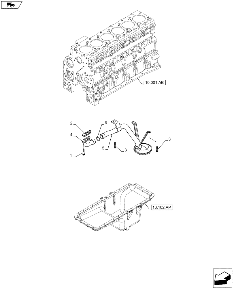 Схема запчастей Case F4HFE613R B006 - (10.304.AL) - OIL PUMP & LINES (10) - ENGINE